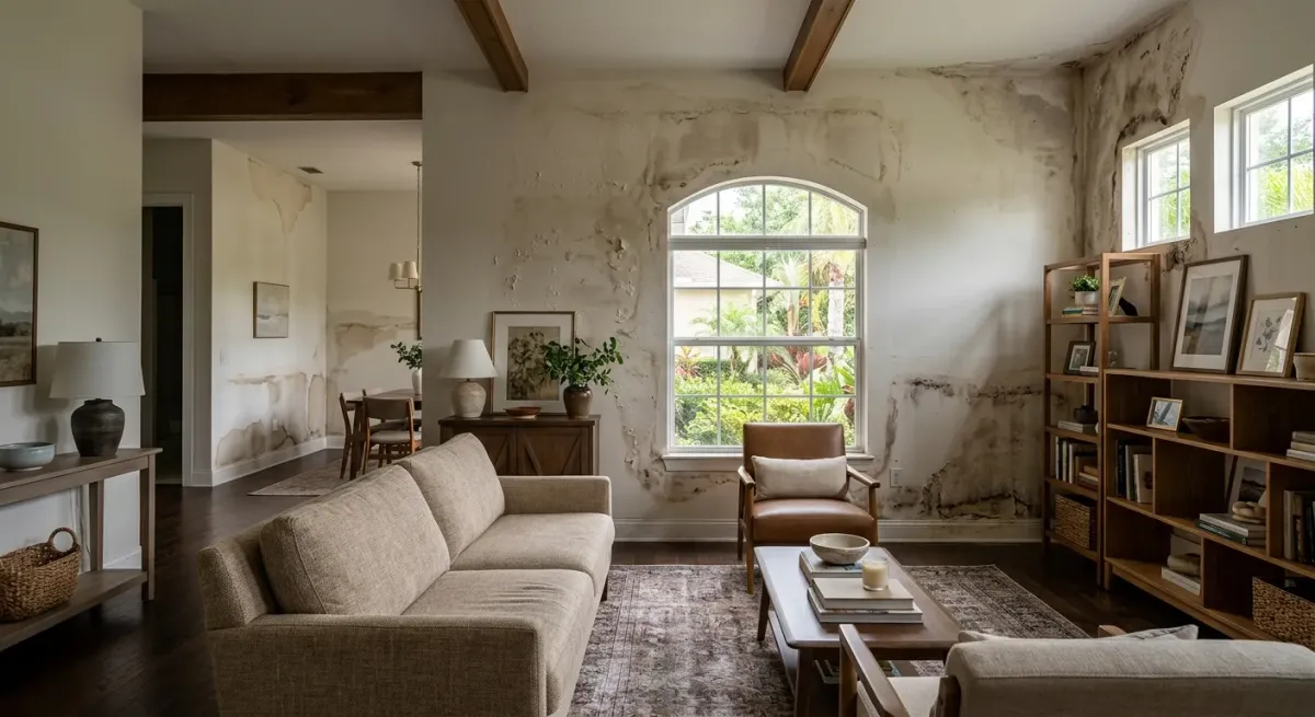 water damaged drywall work, project example in Winter Garden, FL