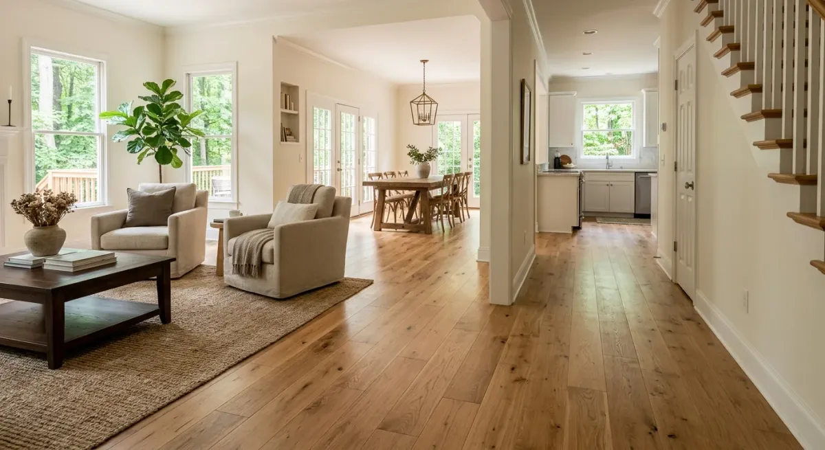 hardwood floor installation work, project example in Alpharetta, GA