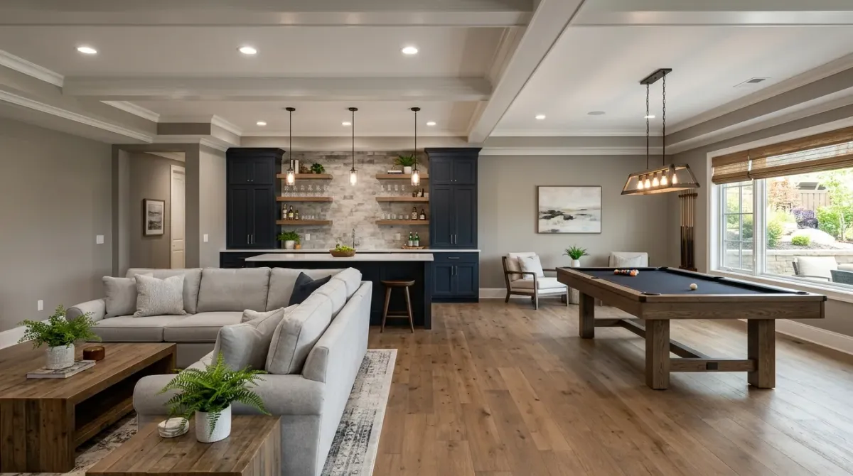 basement finishing work, project example in Denver, CO