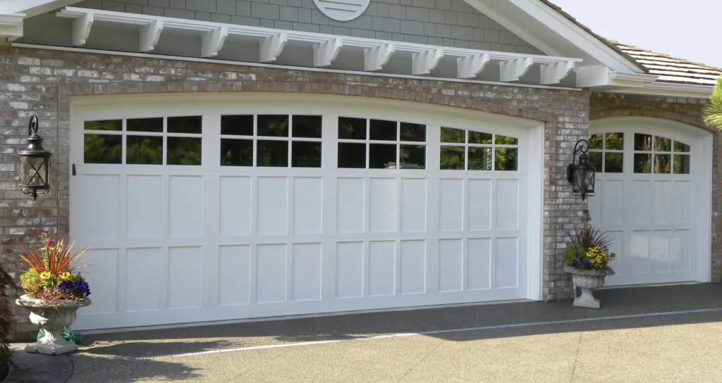 7800-series white shaker custom garage door