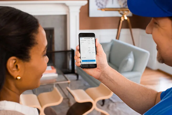 Craftsman showing a homeowner project details on a phone