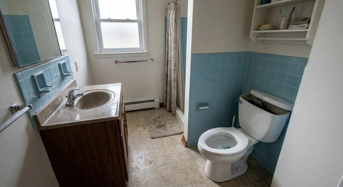 Toilet in a small bathroom