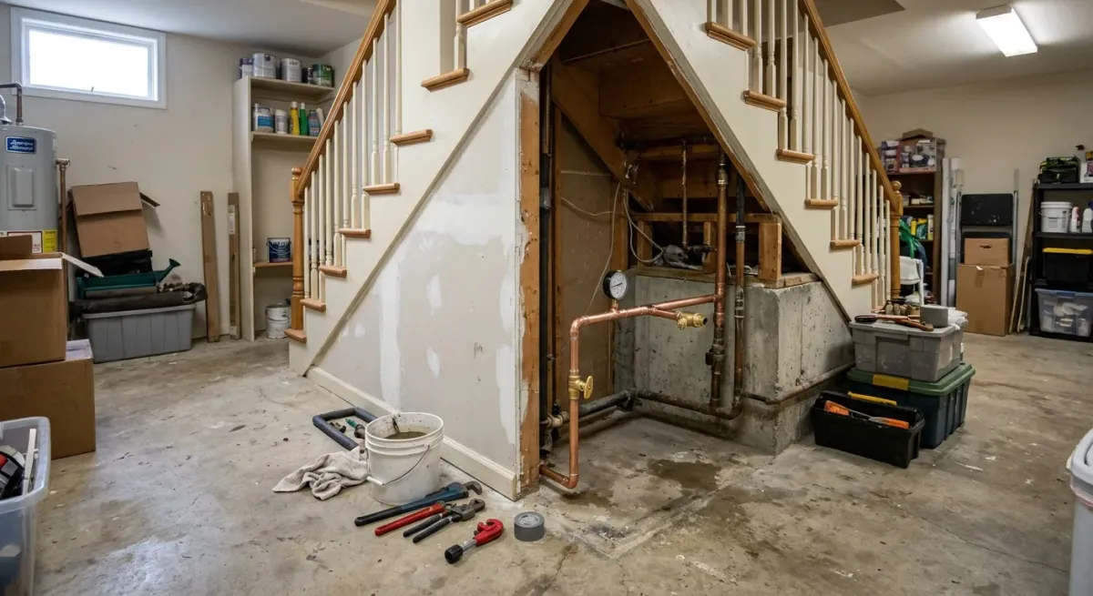 emergency plumbing repair work, project example in Plainfield, IL