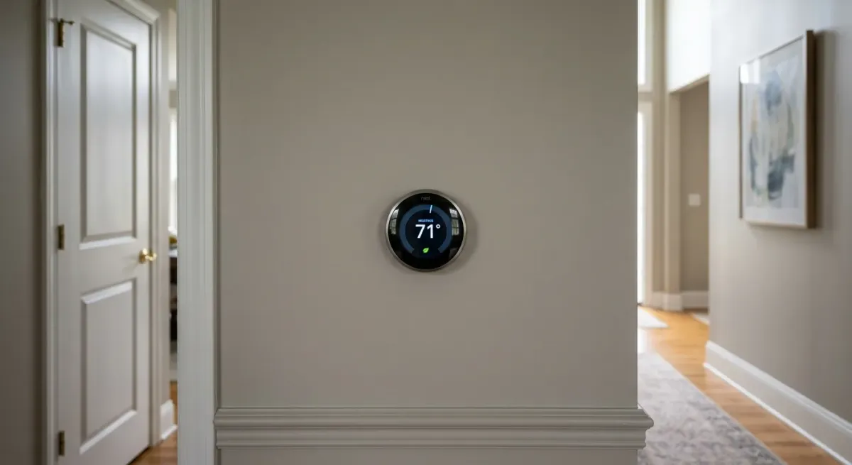 Thermostat on a wall
