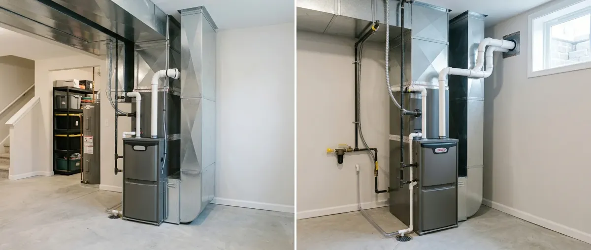 furnace installation work, project example in Plainfield, IL