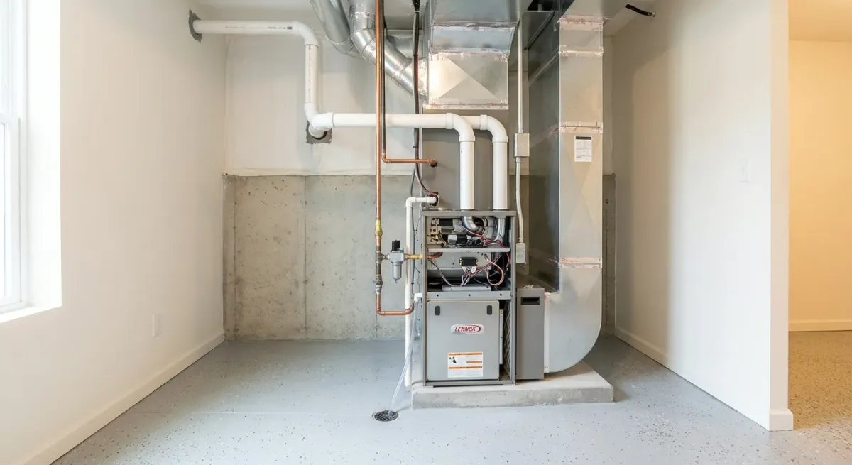 Gas furnace in a basement