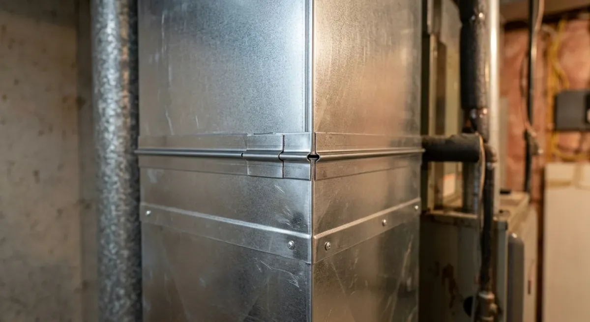 Sheet-metal duct close-up