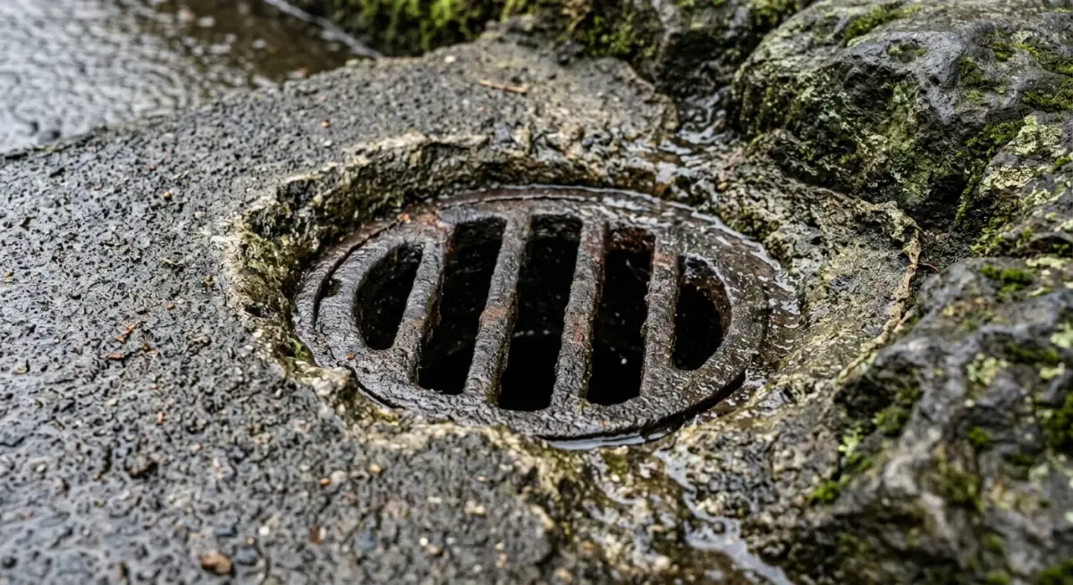 Drain grate close-up