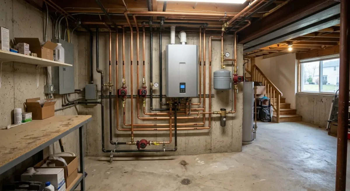 Tankless water heater with copper piping