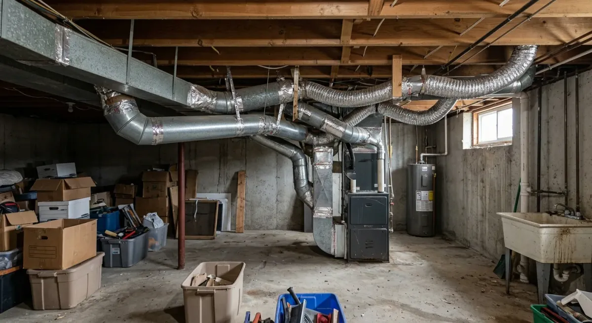 Basement furnace and ductwork