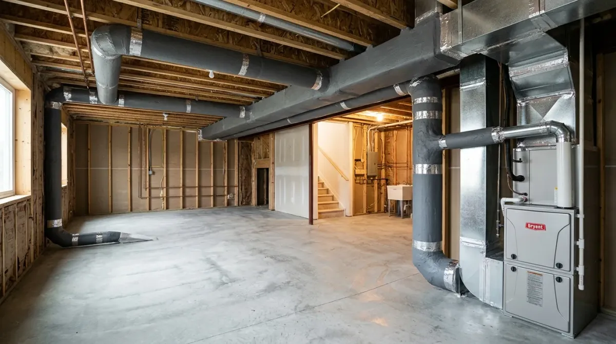 Basement water heater beside a furnace