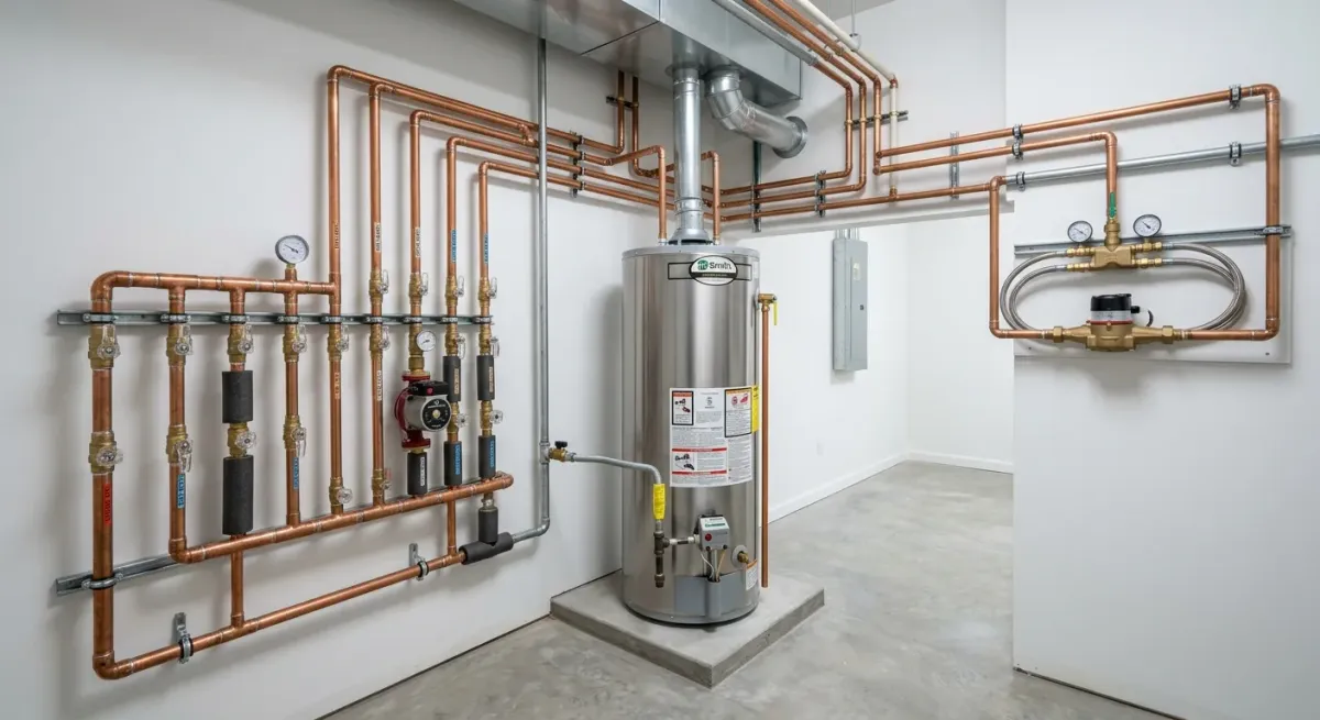 Water heater with copper piping