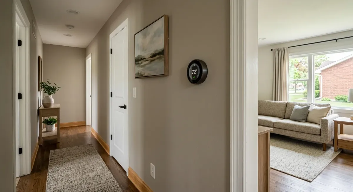 smart thermostat installation work, project example in Plainfield, IL