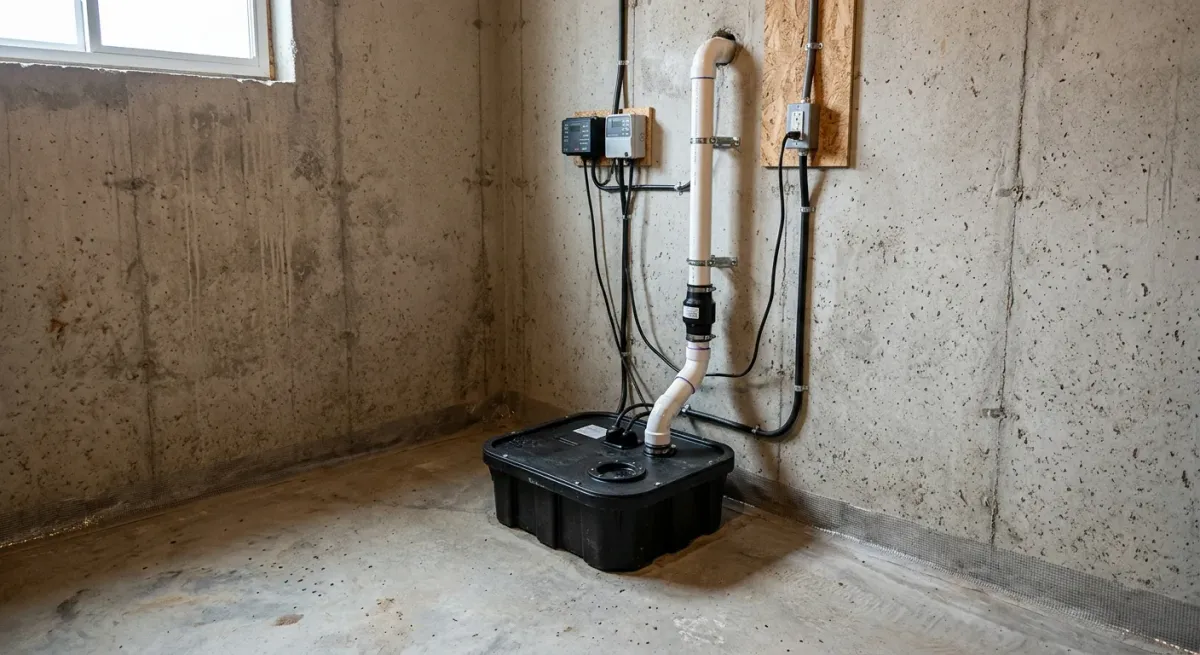 sump pump installation work, project example in Plainfield, IL