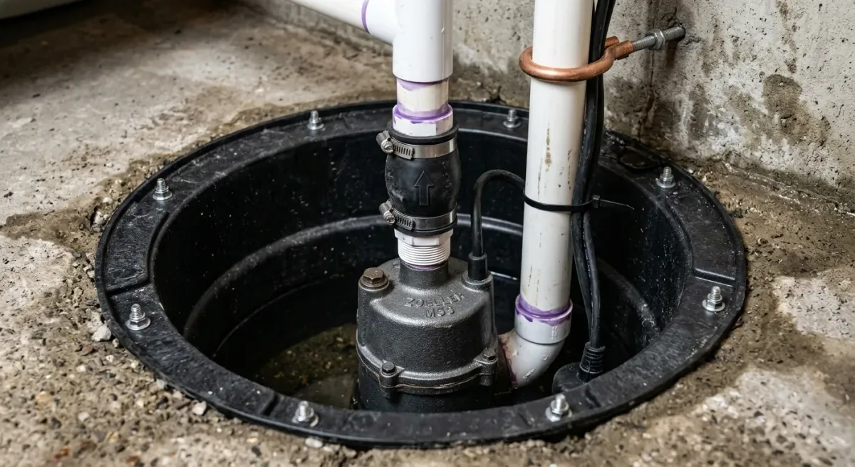 sump pump installation work, project example in Plainfield, IL