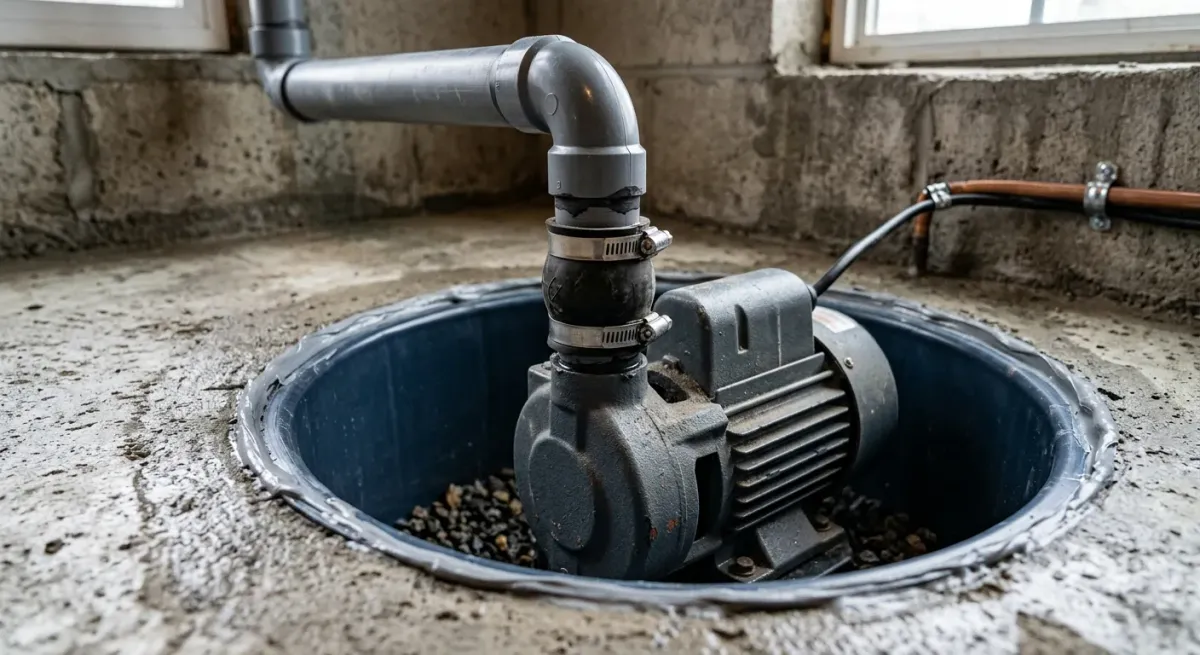Pump installed in a basement sump pit