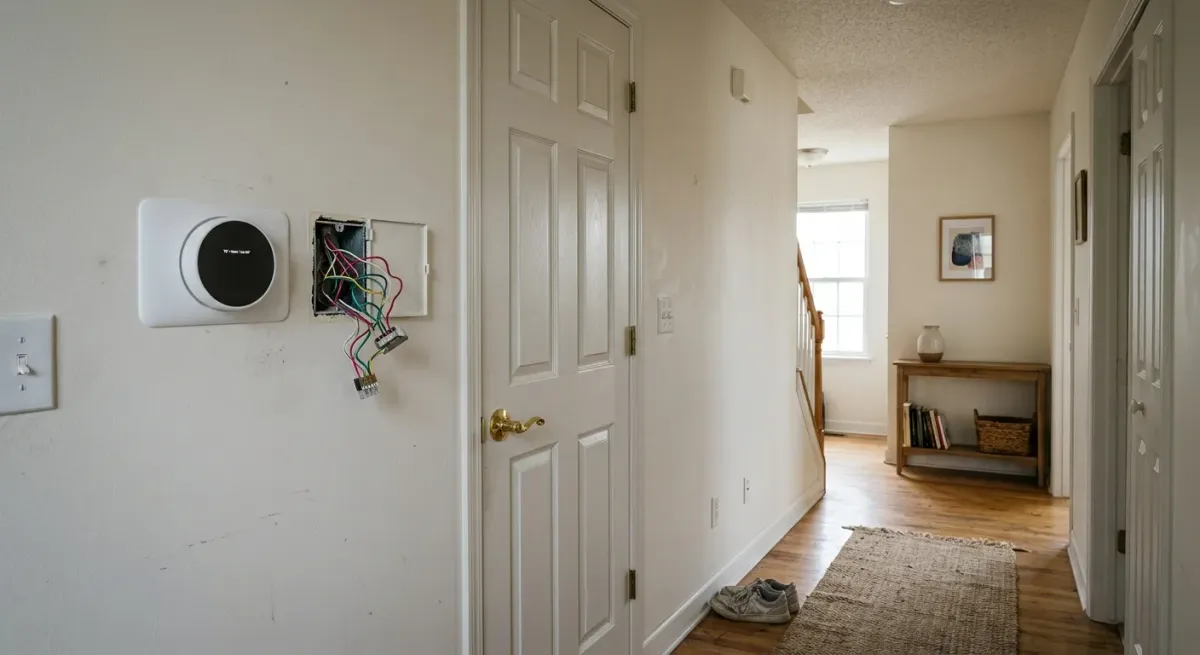 Thermostat on a wall