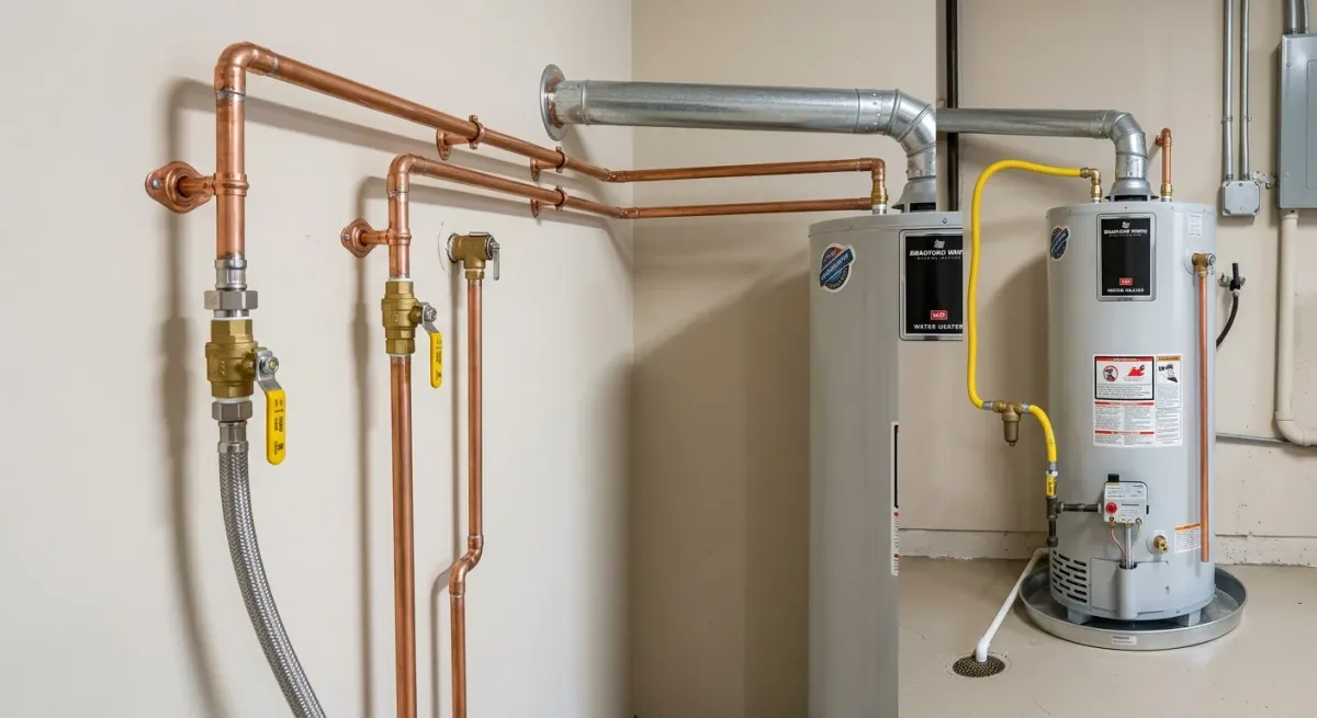 Tank water heater in a basement