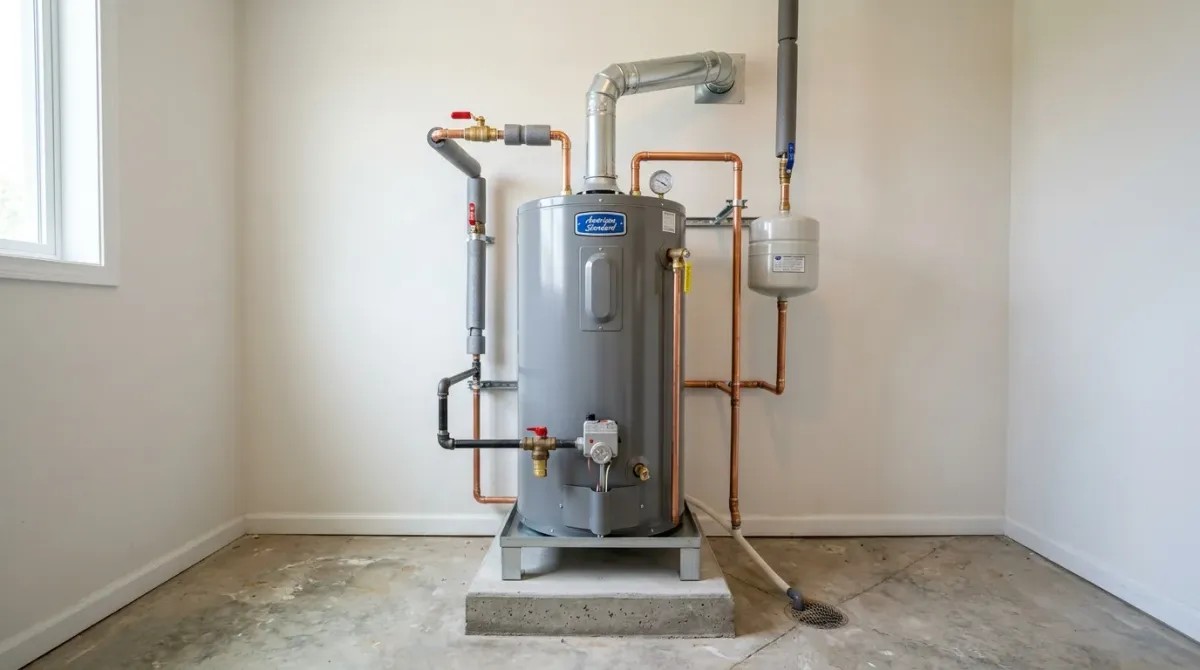 Water heater on a raised stand