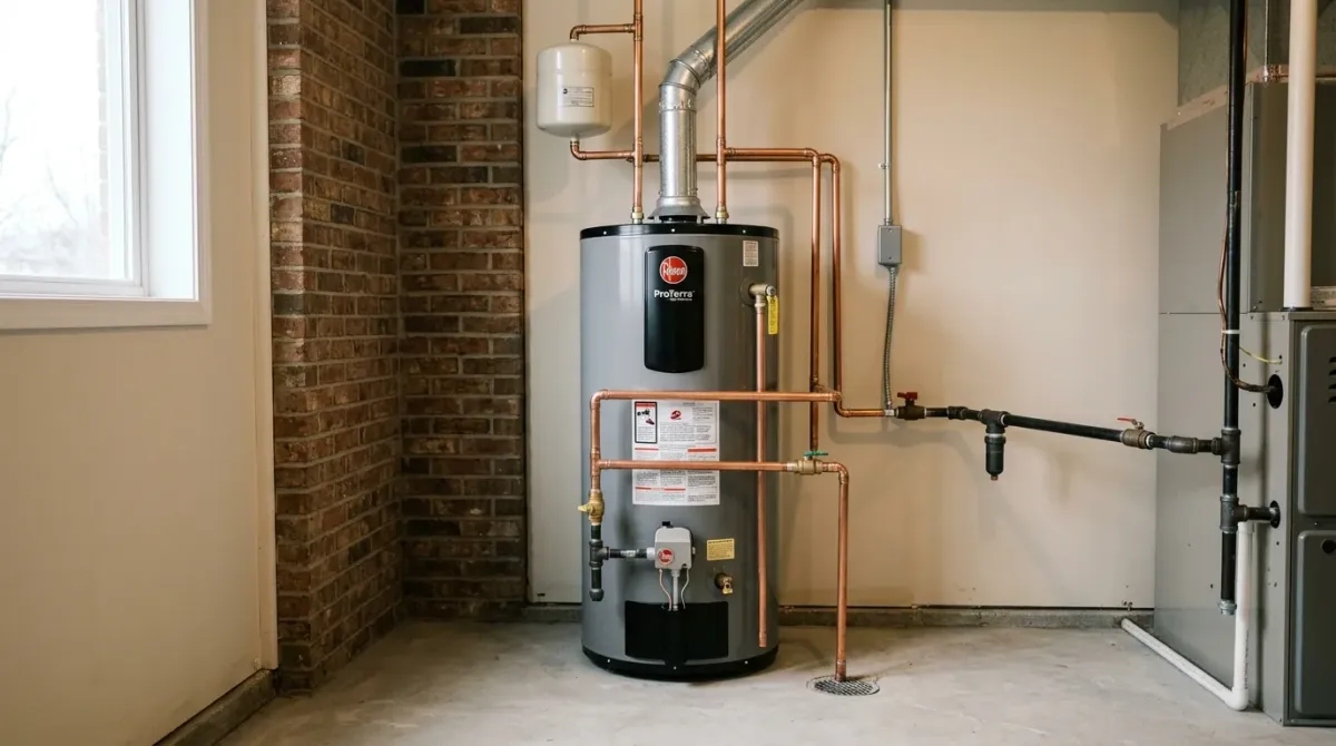 water heater service work, project example in Plainfield, IL