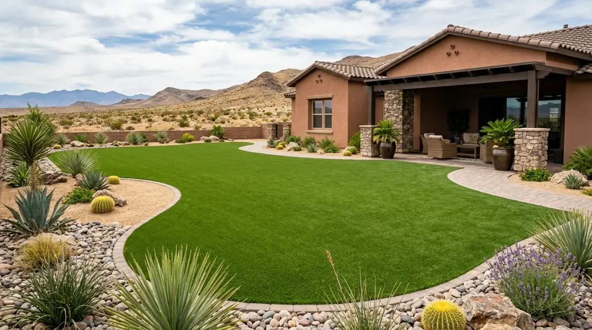 artificial turf installation work, project example in Sloan, NV
