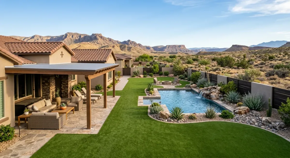 artificial turf installation work, project example in Overton, NV