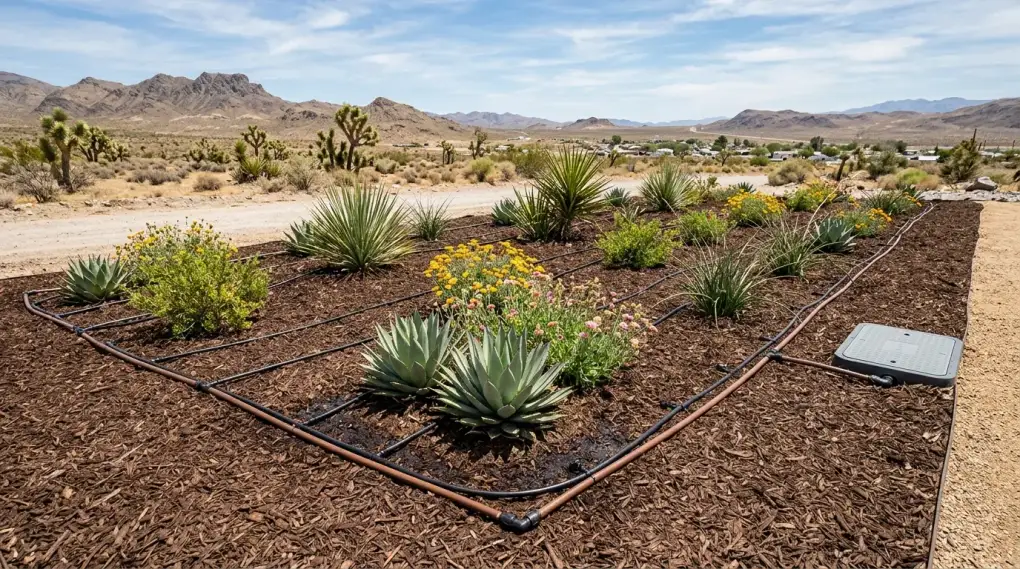 drip irrigation installation and repair work, project example in Searchlight, NV