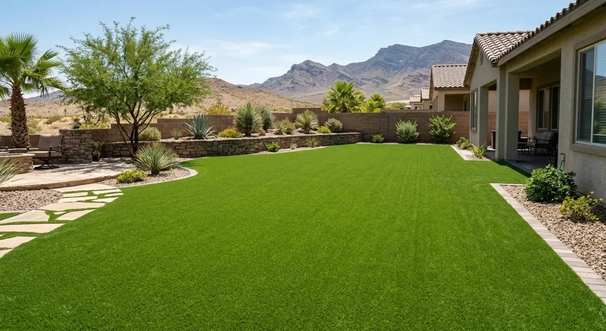 artificial turf installation work, project example in Pahrump, NV