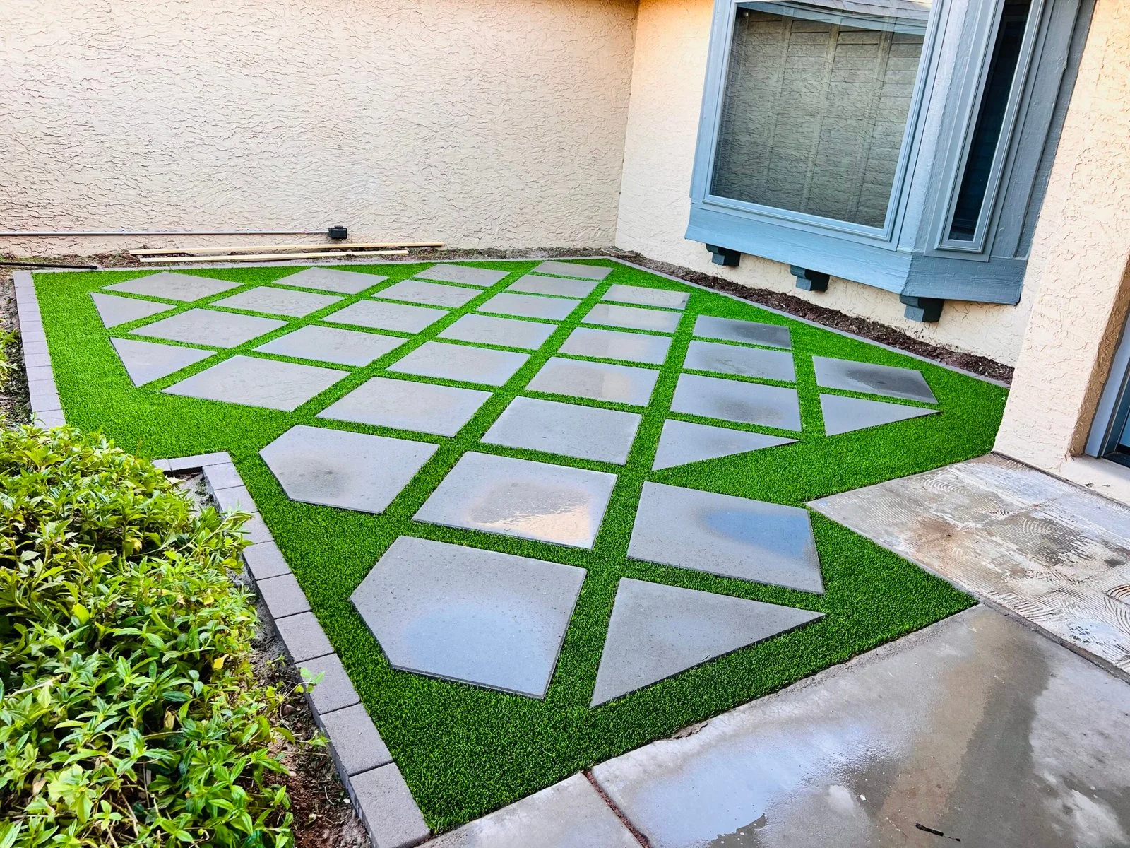 artificial turf installation work, project example in Gilbert, AZ