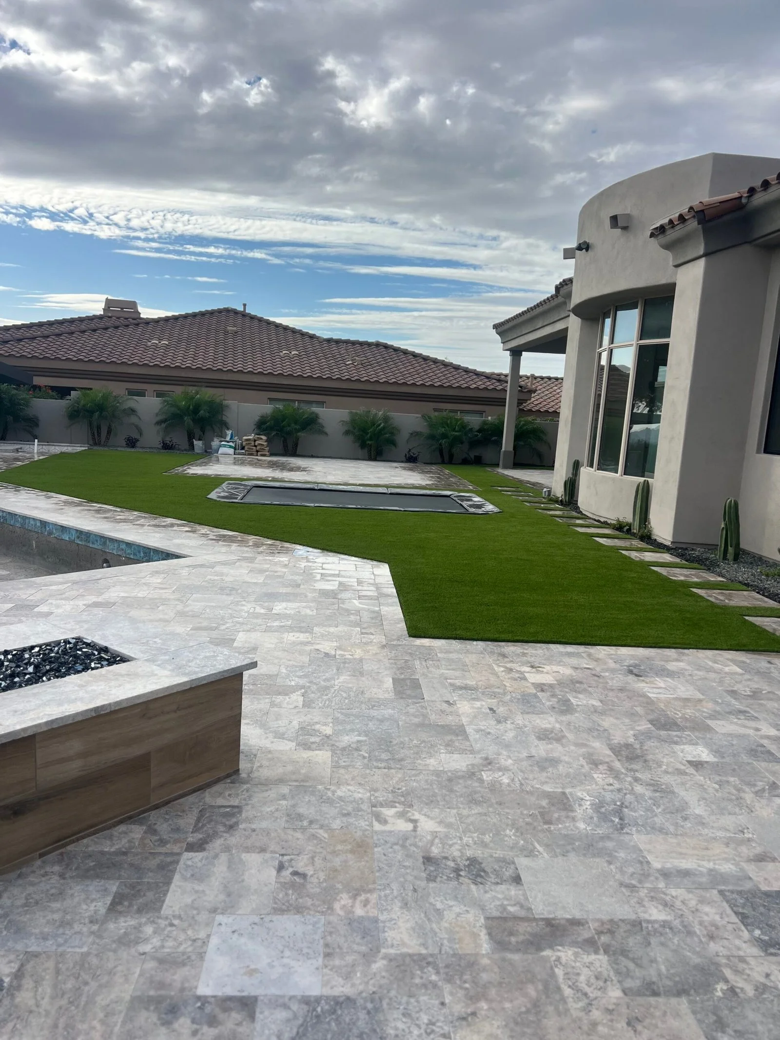 paver patios and travertine work, project example in Fountain Hills, AZ