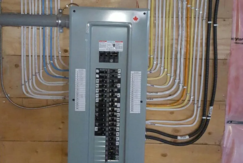 New electrical panel in an open wall
