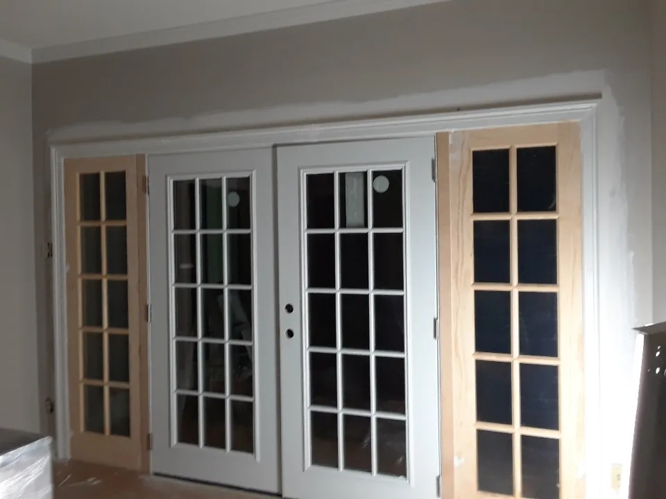 Set of interior French doors being painted