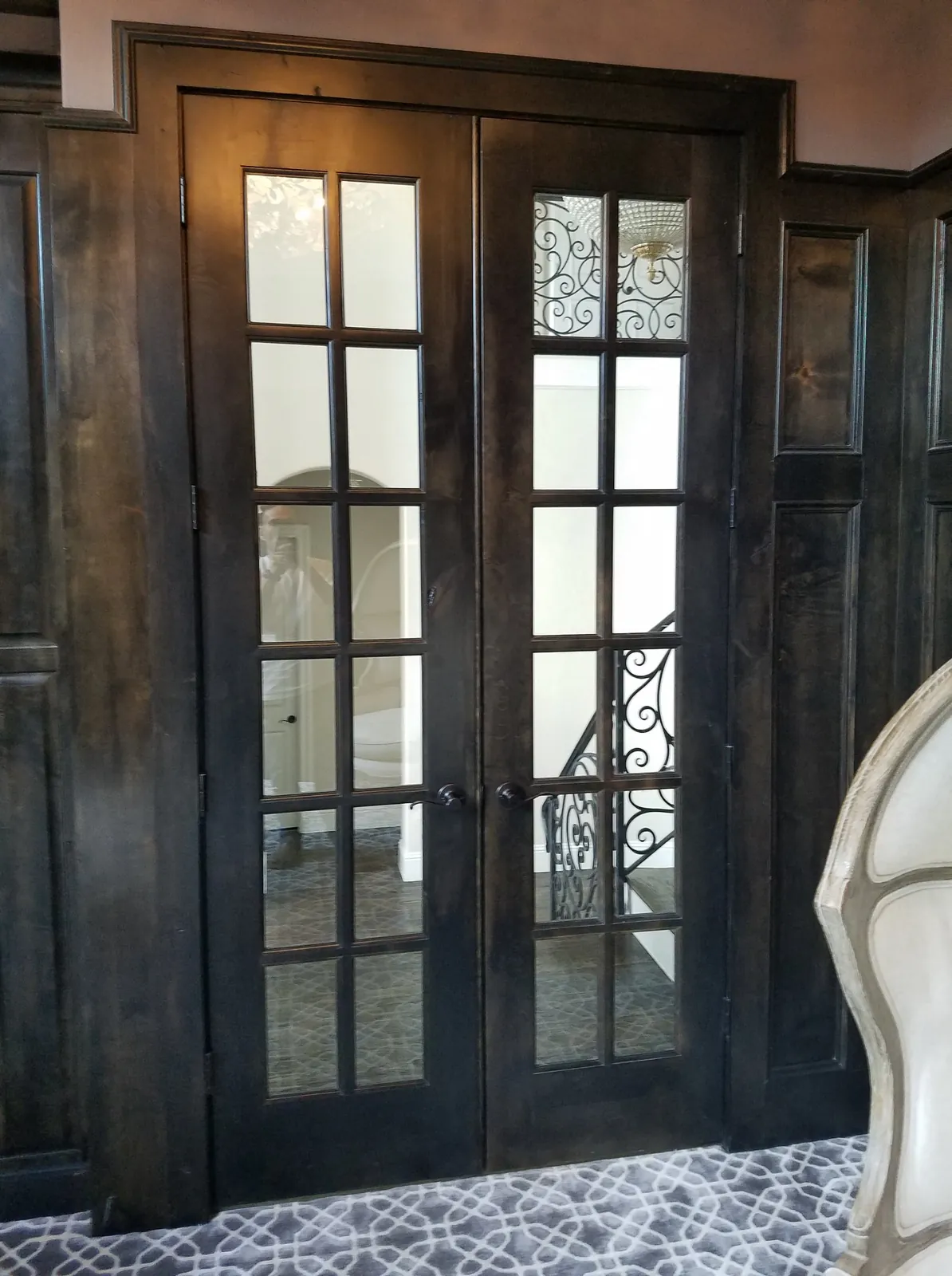 Dark French doors with glass panes