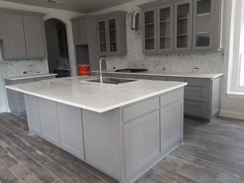 Kitchen island painted gray