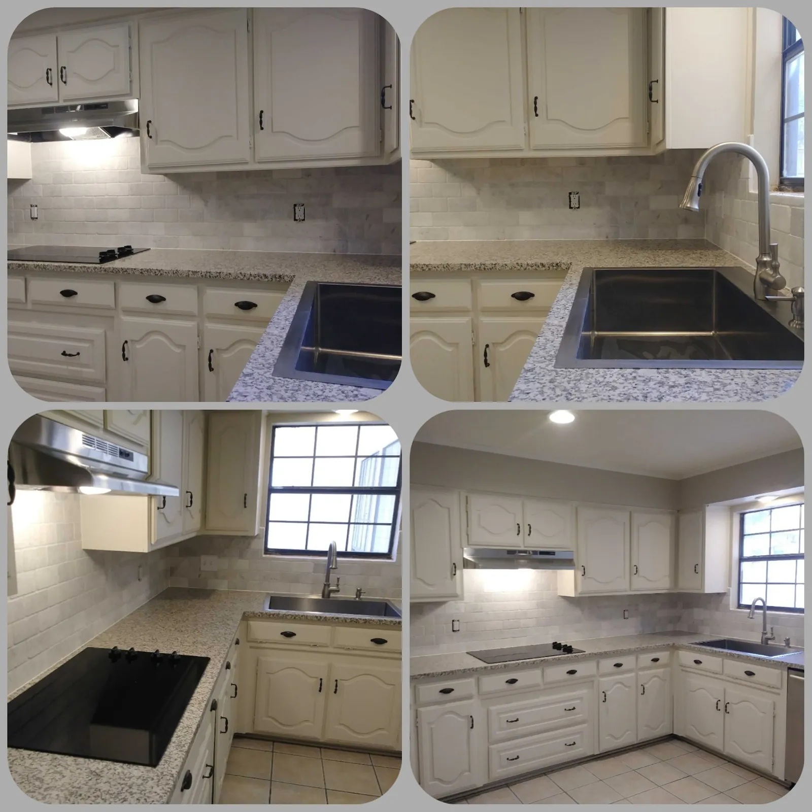 Kitchen before and after painted cabinets and new sink