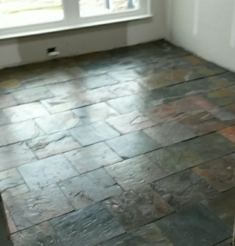 Slate tile floor in a sunroom