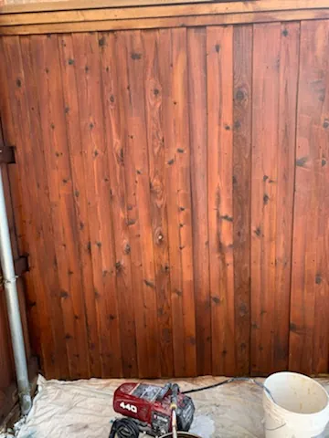 Stained cedar fence gate