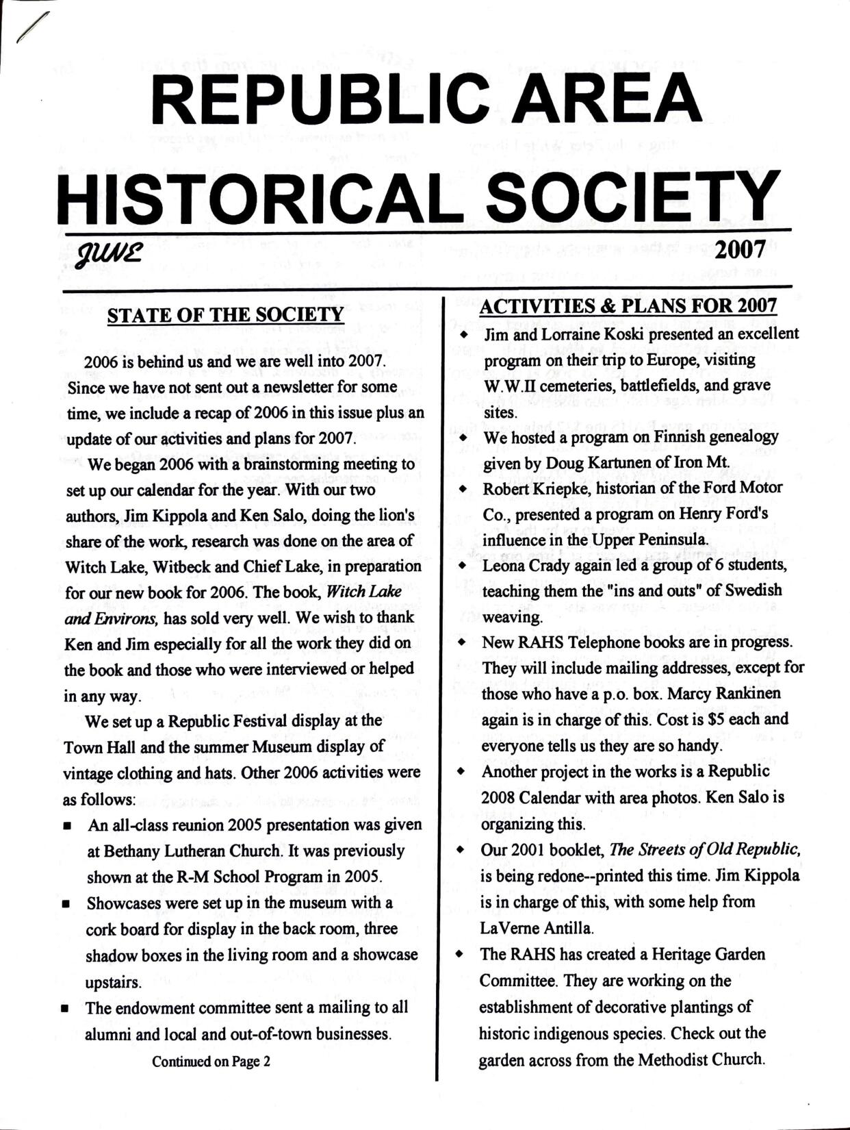 Newsletter June 2007 - Page 1