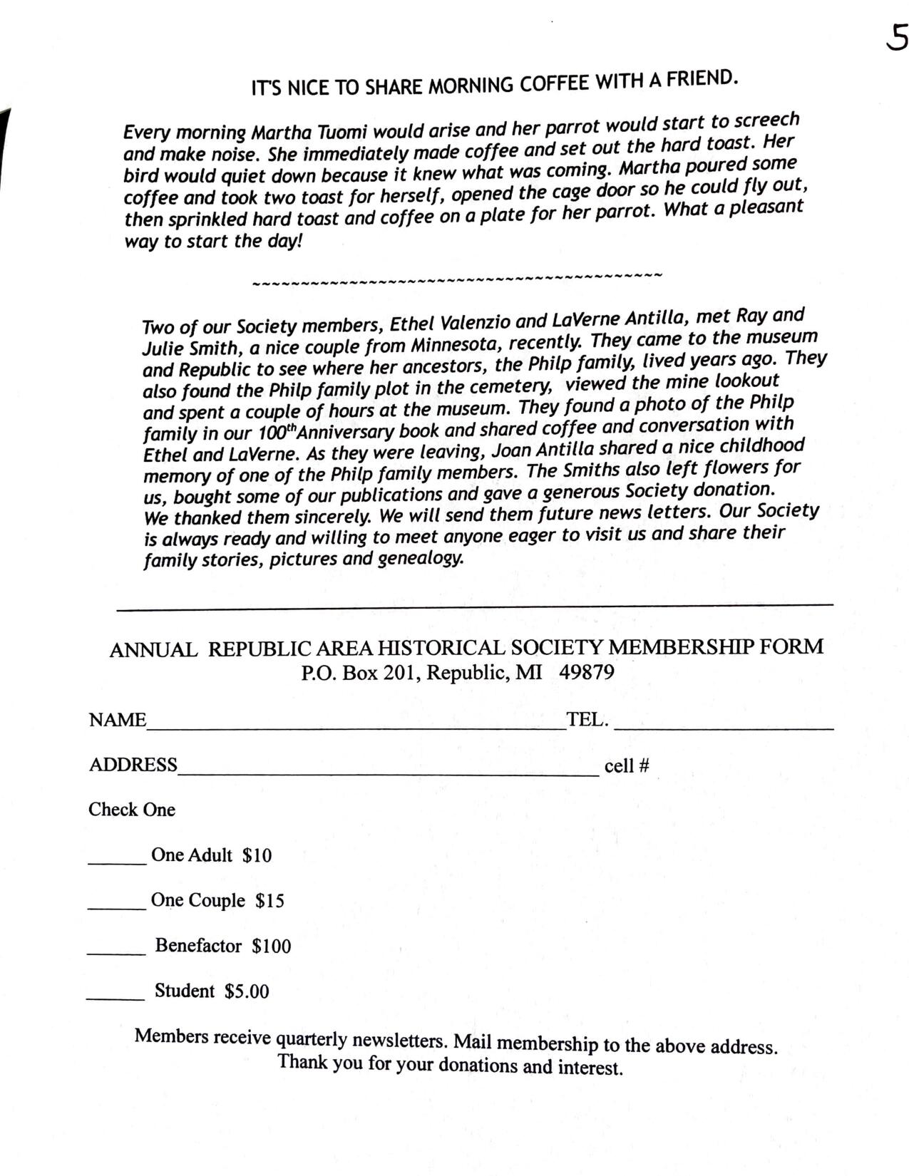 Republic Area Historical Society Fall Newsletter 2020 - Page 5