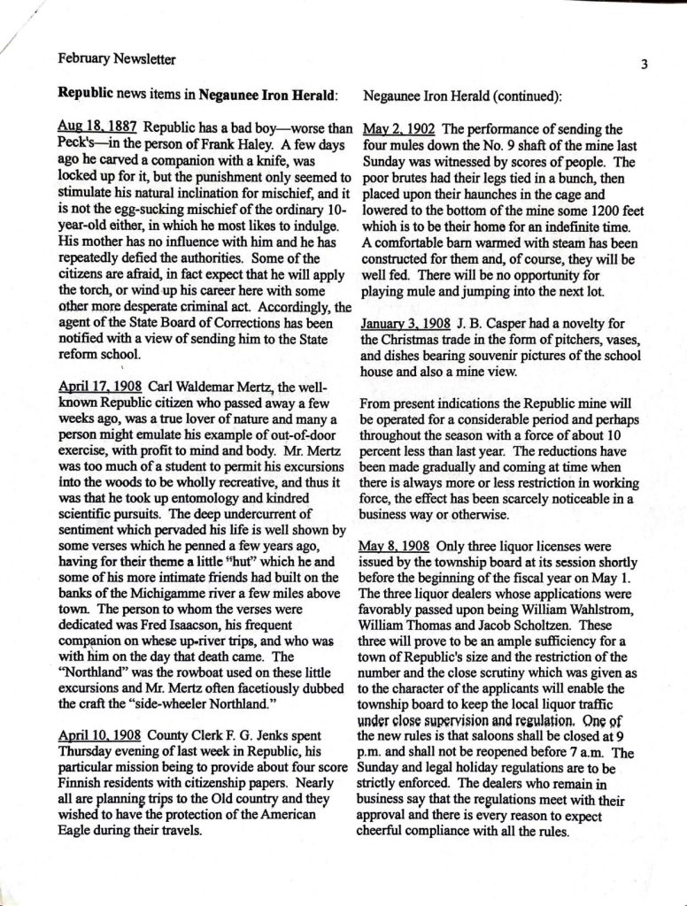 Republic Area Historical Society Newsletter February 2014 - Page 3
