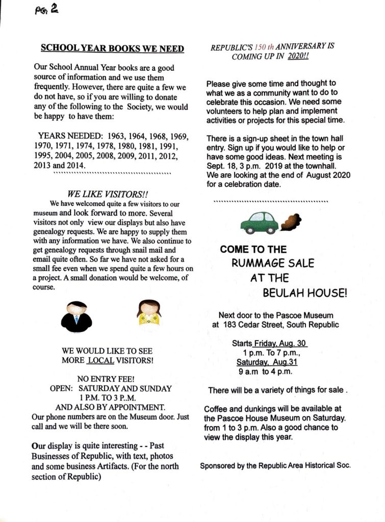 Newsletter – September 2019, page 2