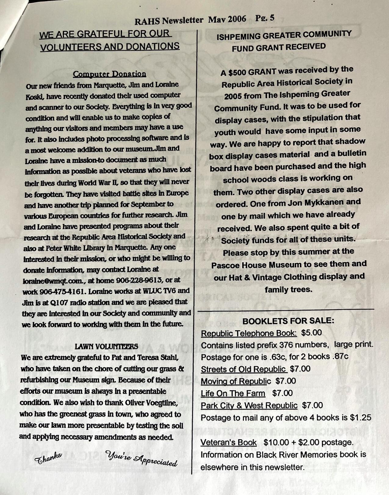 Newsletter May 2006 page 5