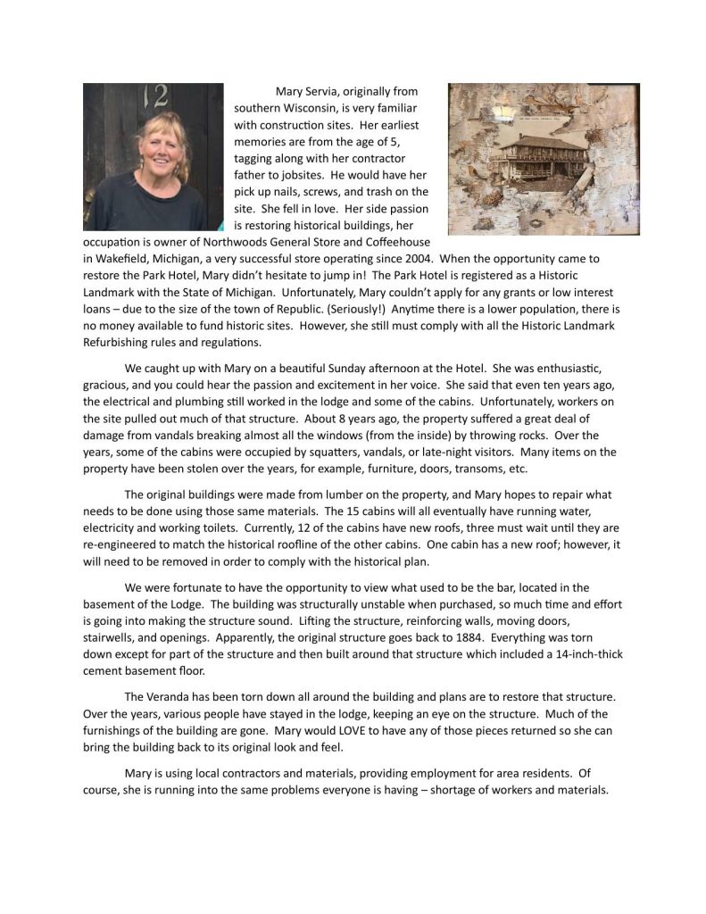 The Park Hotel article page 1