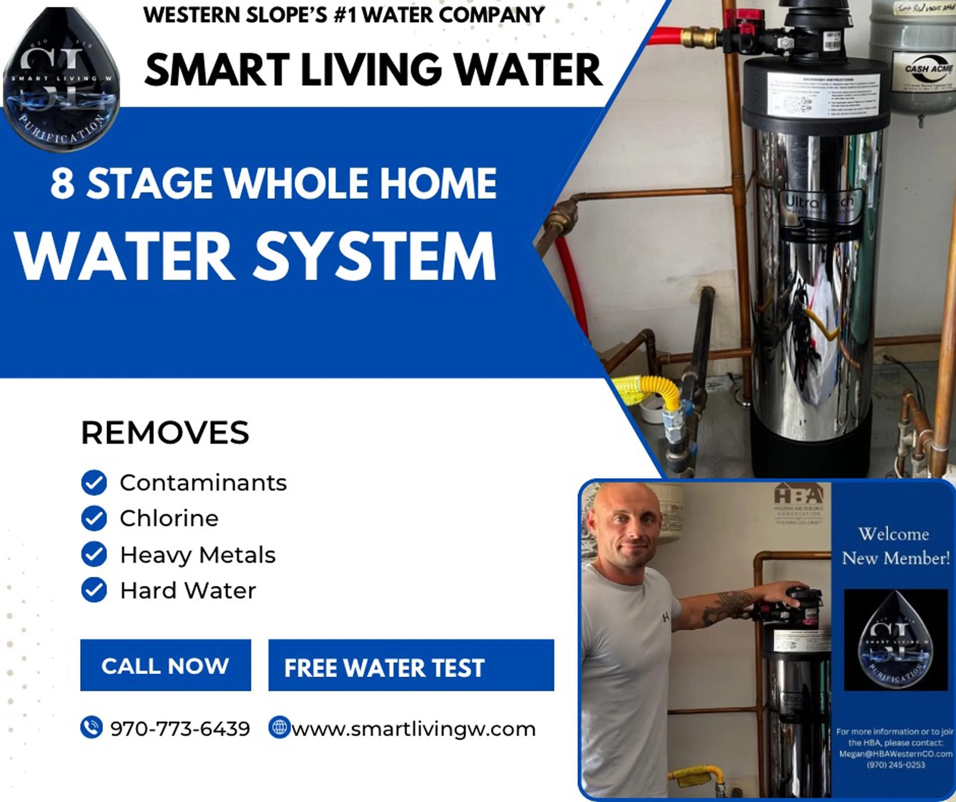 8-stage whole home water filtration system installed in a residential space, addressing hard water and contaminants
